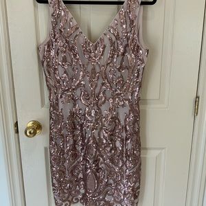 Rose Gold Sequinned Cocktail Dress